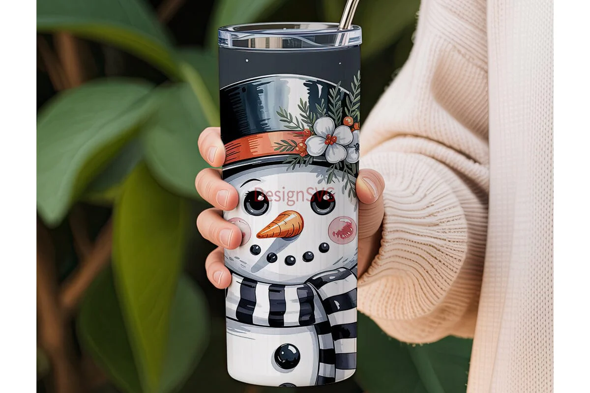 Winter Snowman 20oz Tumbler Wrap - Image 3
