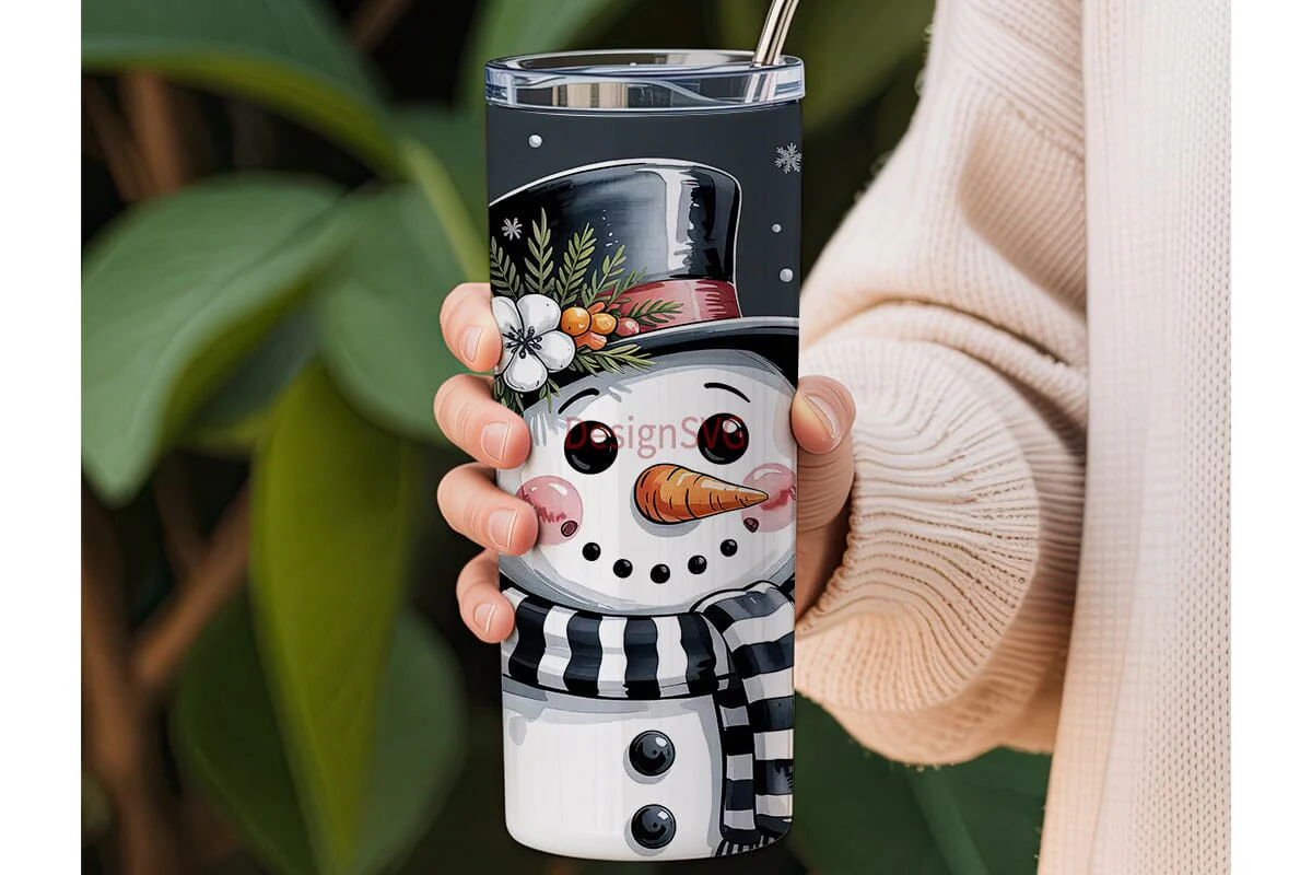 Winter Snowman 20oz Tumbler Wrap - Image 3