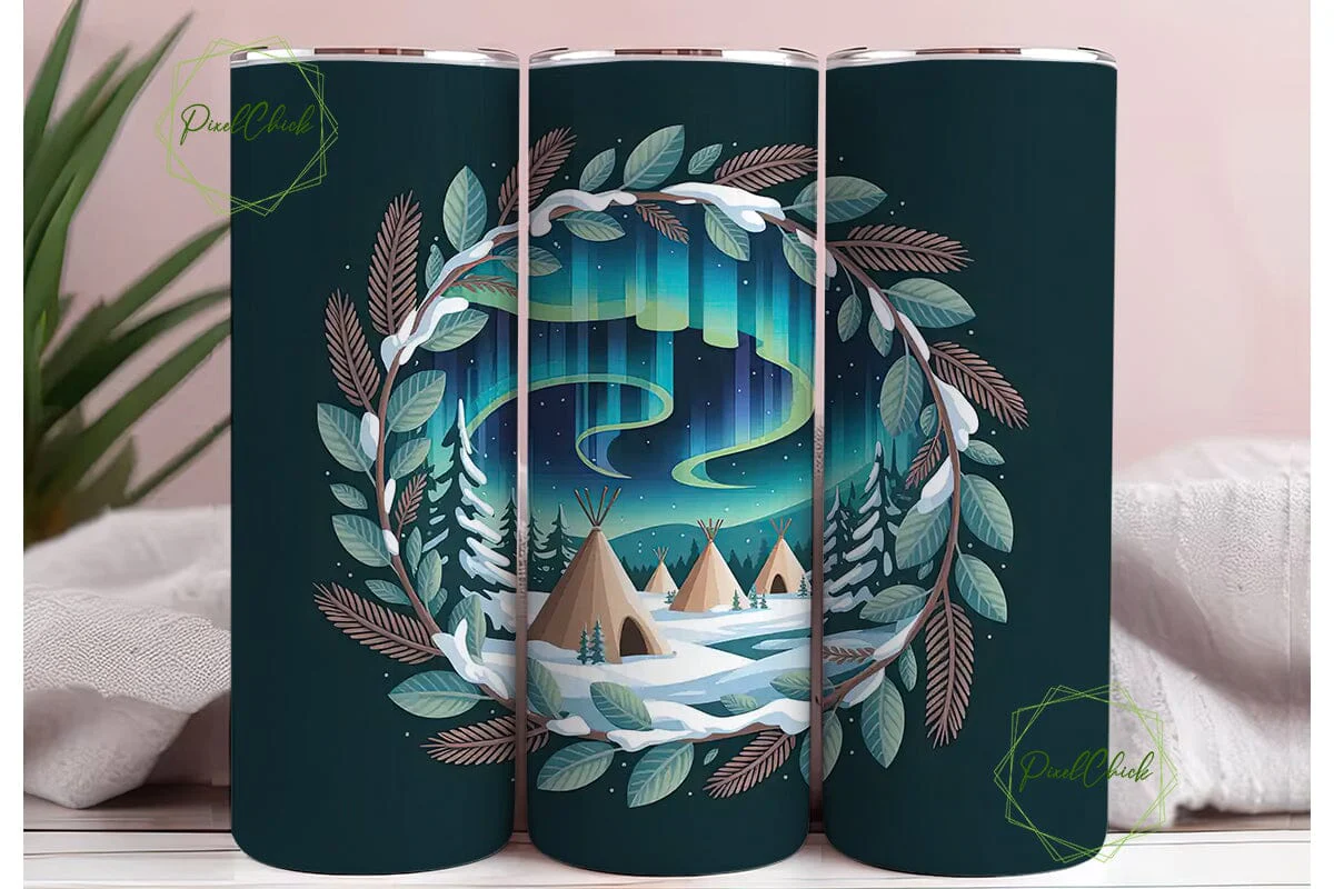 Winter Solstice Tipi 20oz Tumbler Wrap - Image 3