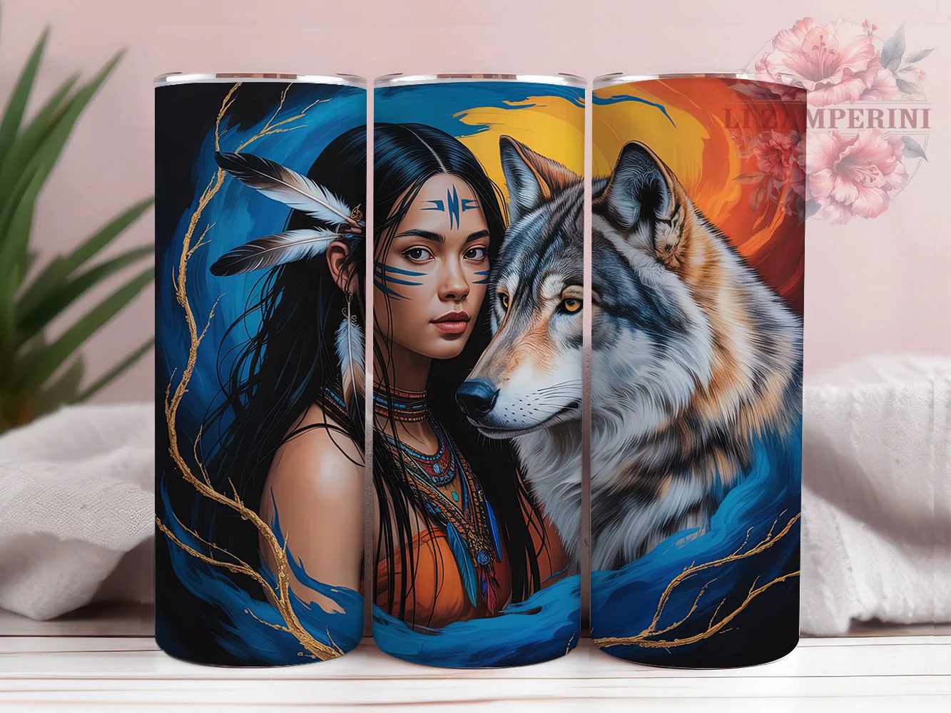 Wolf Dreamcatcher Boho Tumbler Wrap, Dreamcatcher Art, Tribal Style, Boho Women, Ethnic Design, Tumbler Wrap, Sublimation Design