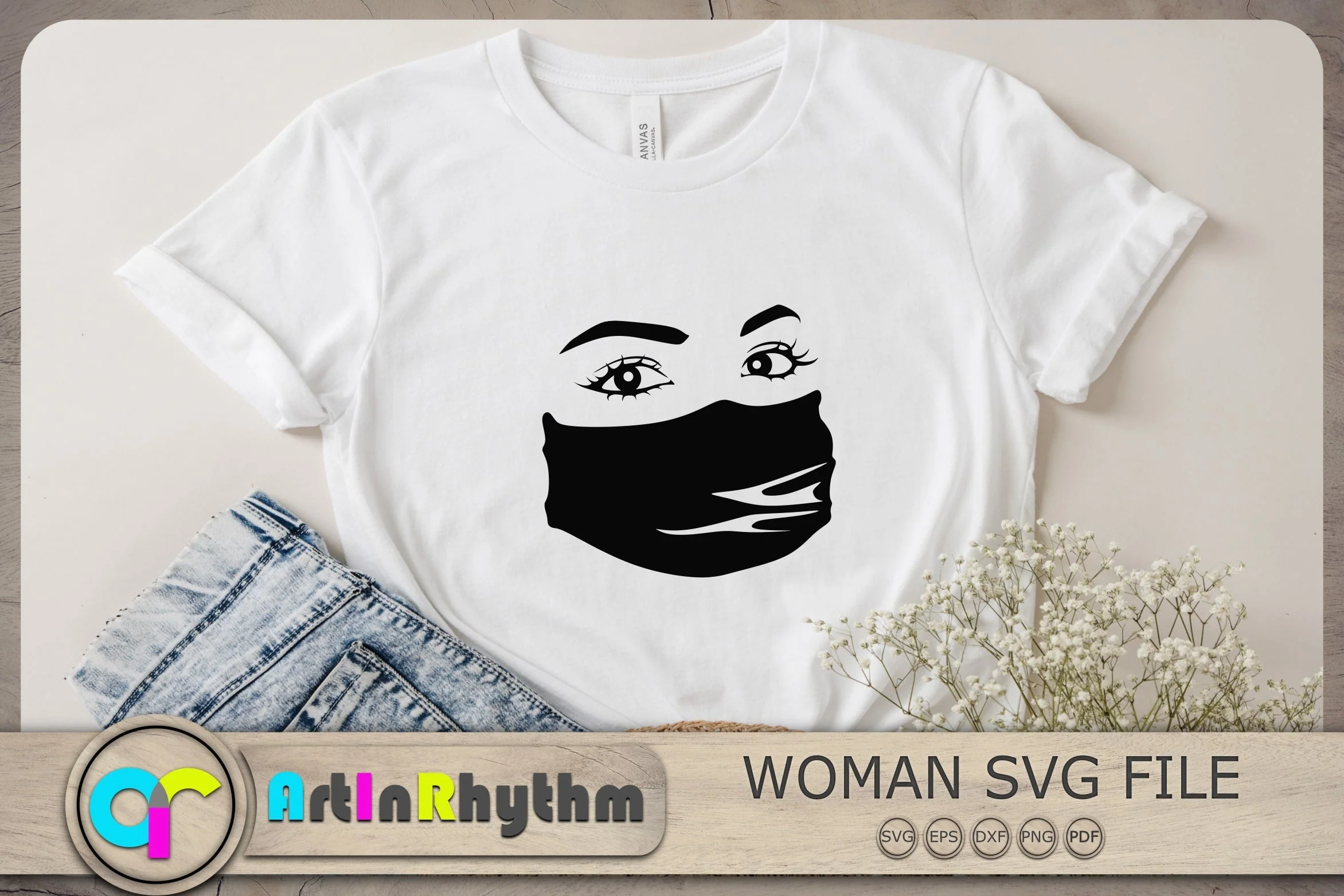 Woman with facemask Svg, Facemask Svg, Pandemic Svg - Image 3
