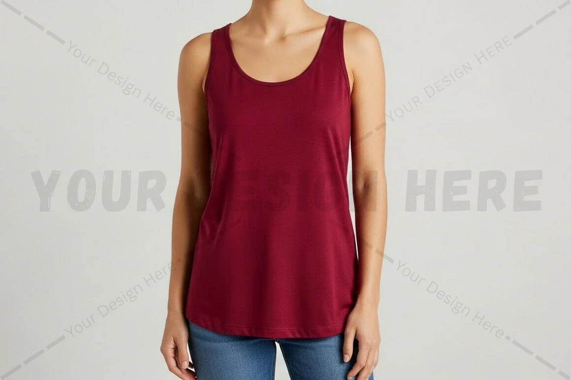 Women's burgundy tank top