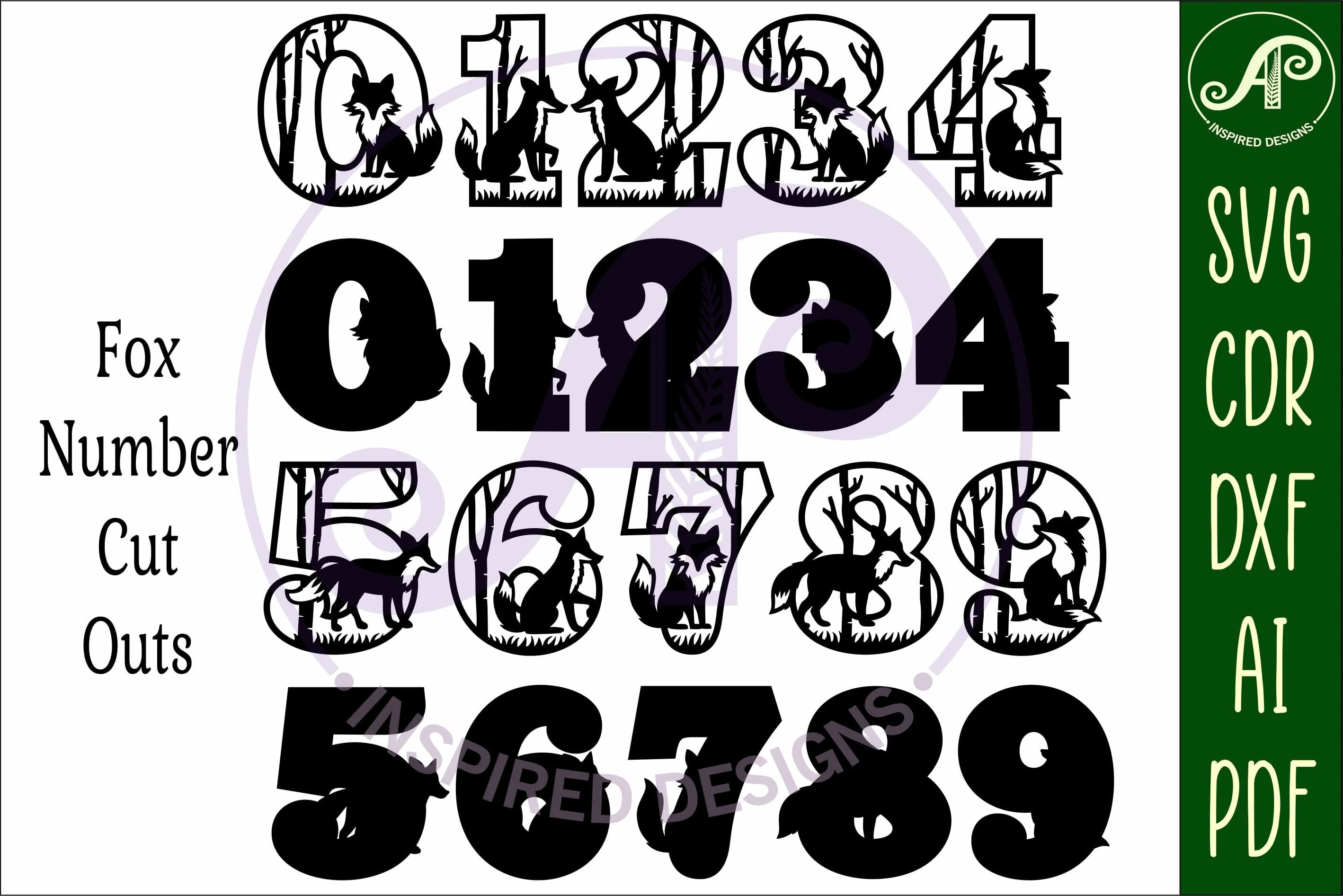 Woodland Fox numbers two layer wall sign SVG cut files - Image 2